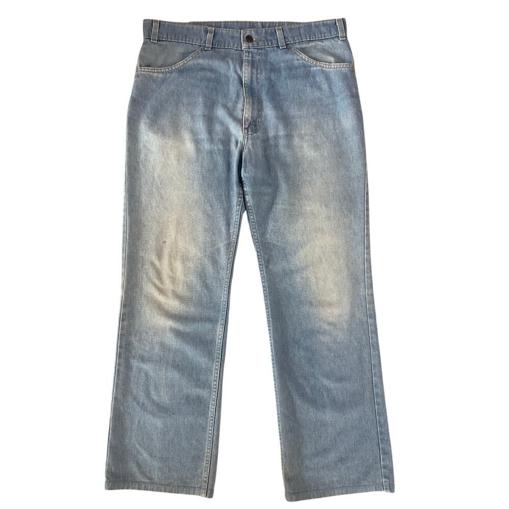 VINTAGE 70s Levi’s Orange Tab Bootcut Wide Leg Light Wash Denim Jeans Men 36x29 - Picture 5 of 16